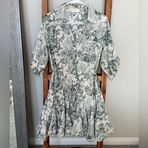 Umgee Green and Cream Patterned Dress